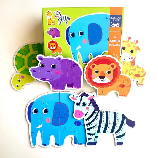 PUZZLE ANIMALES DE LA SELVA - Progresivo 6 en 1
