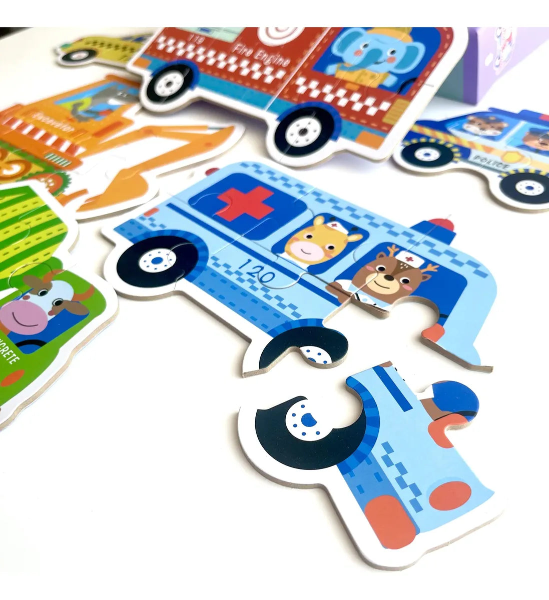 PUZZLE VEHÍCULOS DE LA CIUDAD - Progresivo 6 en 1