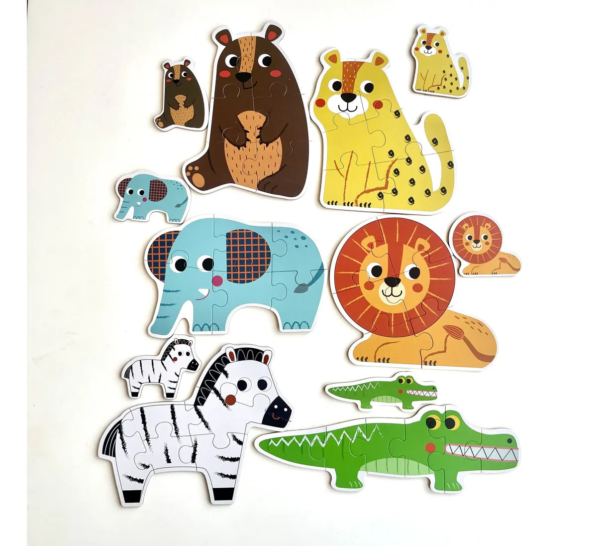 PUZZLE ANIMALES SELVA - Progresivo 6 en 1 con miniatura