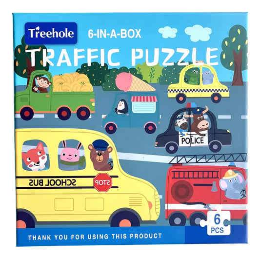 PUZZLE VEHÍCULOS - Progresivo 6 en 1 con miniatura
