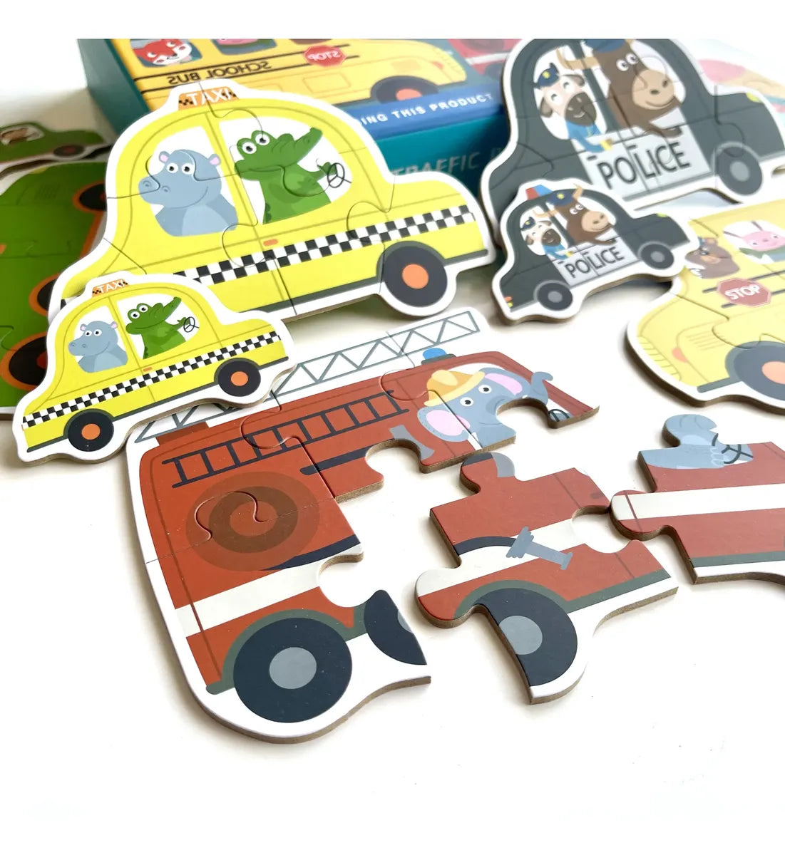 PUZZLE VEHÍCULOS - Progresivo 6 en 1 con miniatura