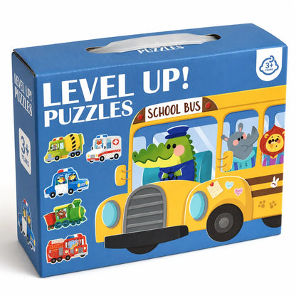 Puzzles Progresivos de Vehículos 2 A 5 Piezas 6 En 1