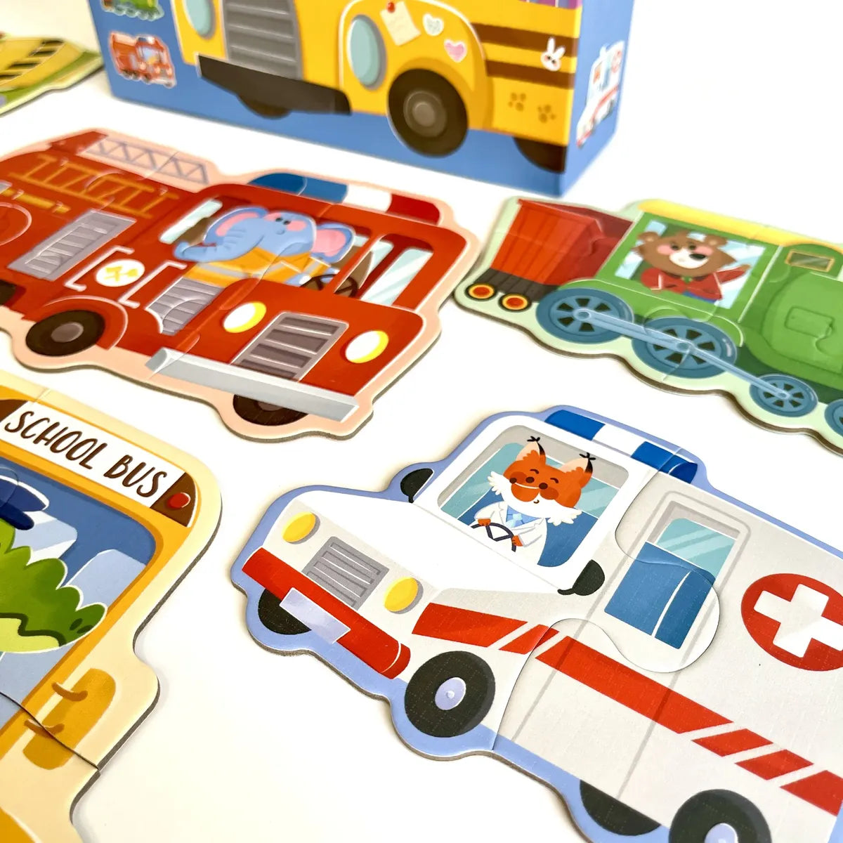 Puzzles Progresivos de Vehículos 2 A 5 Piezas 6 En 1