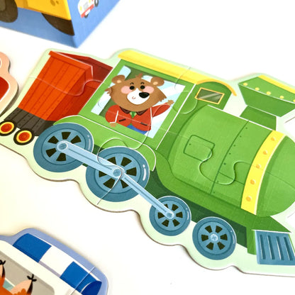 Puzzles Progresivos de Vehículos 2 A 5 Piezas 6 En 1