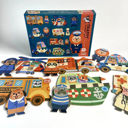 Puzzle Vehículos Y Profesiones 40 Piezas Para Niños 3+