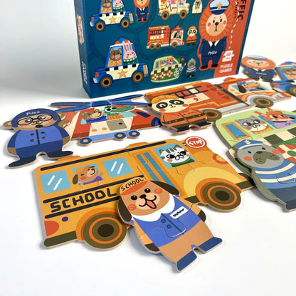 Puzzle Vehículos Y Profesiones 40 Piezas Para Niños 3+