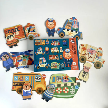 Puzzle Vehículos Y Profesiones 40 Piezas Para Niños 3+